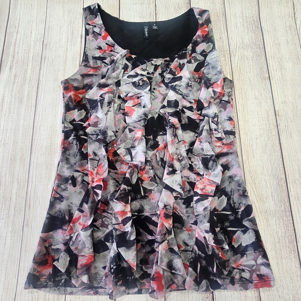 Relativity Multi Color Ruffle Sleeveless Top Size Small
